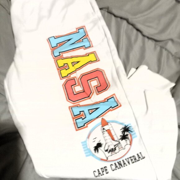 NASA Junior's Ivory Plus Fitted Ankle Drawstring Logo Sweatpants - XXXL 3XL - Picture 1 of 6